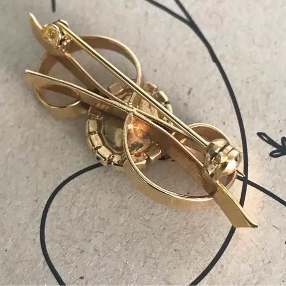 ✨Sold✨Vintage Costume Jewelry Brooch With Blue Faux Stone & Rhinestones - Picture 6 of 9